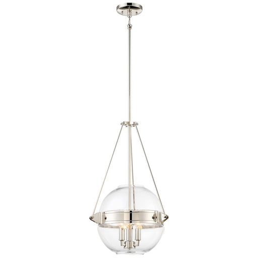Minka Lavery Atrio 16in 3-Light Pendant | Transitional Polished Nickel and Clear Glass | Kitchen Island & Dining Room | Model 2291-613