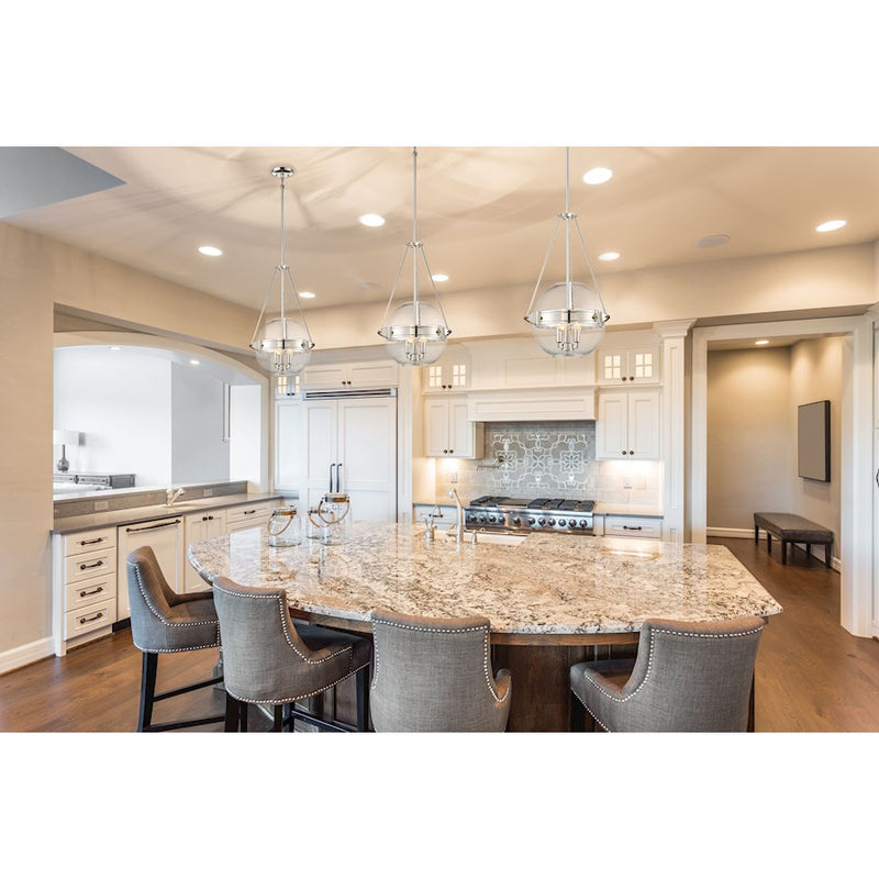 Minka Lavery Atrio 16in 3-Light Pendant | Transitional Polished Nickel and Clear Glass | Kitchen Island & Dining Room | Model 2291-613