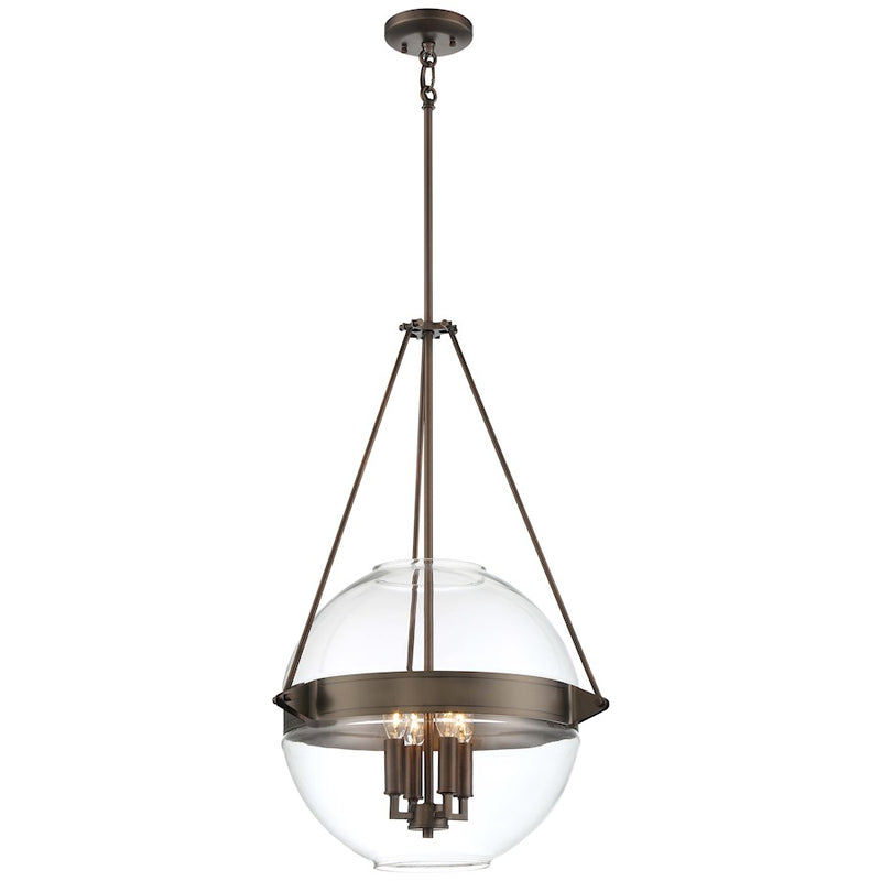 Minka Lavery Atrio 19in 4-Light Pendant | Transitional Harvard Court Bronze and Clear Glass | Kitchen Island & Dining Room | Model 2292-281