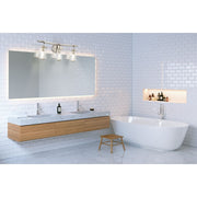 Minka Lavery Poleis 24in 3-Light Bathroom Vanity Light | Industrial Brushed Nickel and Angle-Faceted Glass | Bathroom Vanity | Model 2303-84