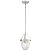 Minka Lavery Atrio 8.5in 1-Light Semi-Flush Mount | Transitional Brushed Nickel and Clear Ribbed Glass | Hallway & Bedroom Ceiling | Model 2320-84