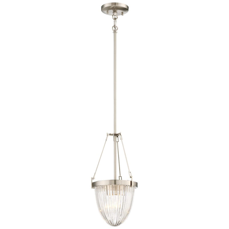 Minka Lavery Atrio 8.25in 1-Light Pendant | Transitional Brushed Nickel and Clear Glass | Kitchen Island & Dining Room | Model 2321-84