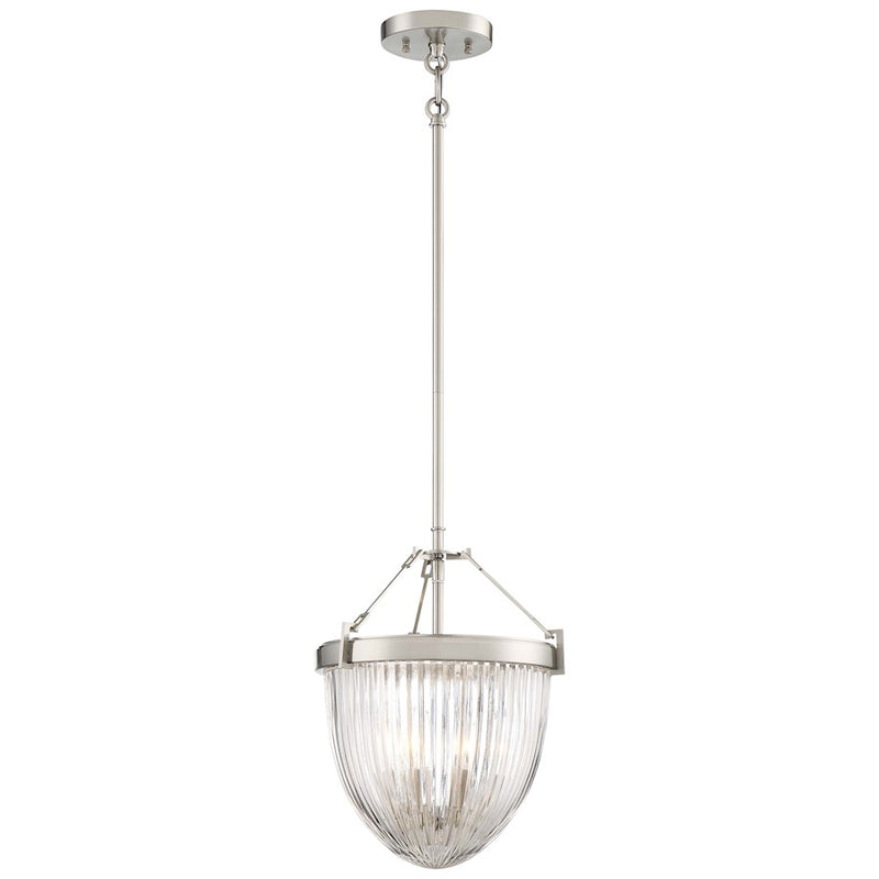 Minka Lavery Atrio 12in Semi-Flush Mount | Transitional Brushed Nickel and Clear Halophane Glass | Hallway & Bedroom | 12 x 12 x 14 in | Model 2322-84