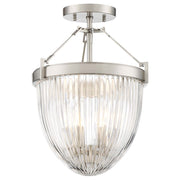 Minka Lavery Atrio 12in Semi-Flush Mount | Transitional Brushed Nickel and Clear Halophane Glass | Hallway & Bedroom | 12 x 12 x 14 in | Model 2322-84