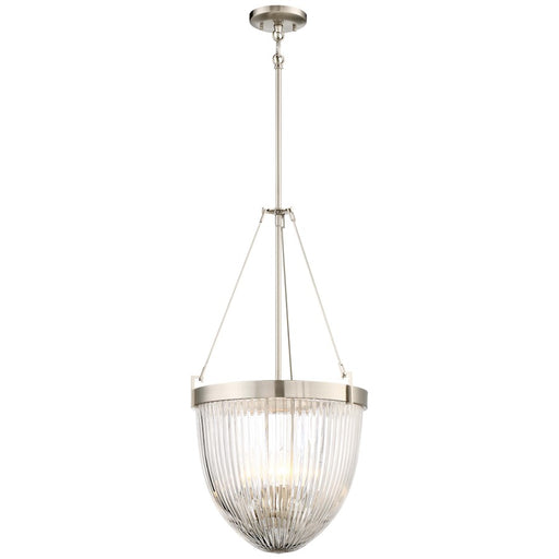 Minka Lavery Atrio 15in 4-Light Pendant | Transitional Brushed Nickel and Textured Glass | Kitchen Island & Dining Room | Model 2324-84