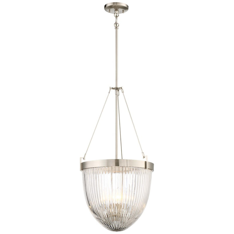 Minka Lavery Atrio 15in 4-Light Pendant | Transitional Brushed Nickel and Textured Glass | Kitchen Island & Dining Room | Model 2324-84