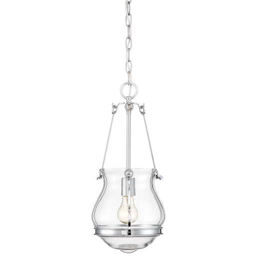 Minka Lavery Atrio 10in 1-Light Mini Pendant | Transitional Chrome and Clear Glass | Kitchen Island & Breakfast Nook | 10 x 10 x 19 in | Model 2331-77