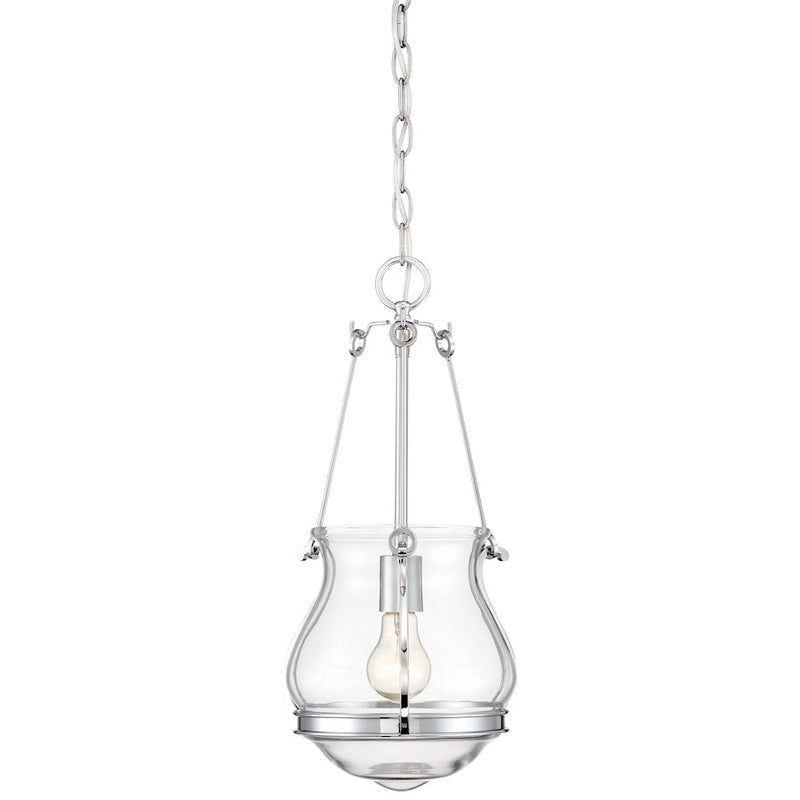 Minka Lavery Atrio 10in 1-Light Mini Pendant | Transitional Chrome and Clear Glass | Kitchen Island & Breakfast Nook | 10 x 10 x 19 in | Model 2331-77