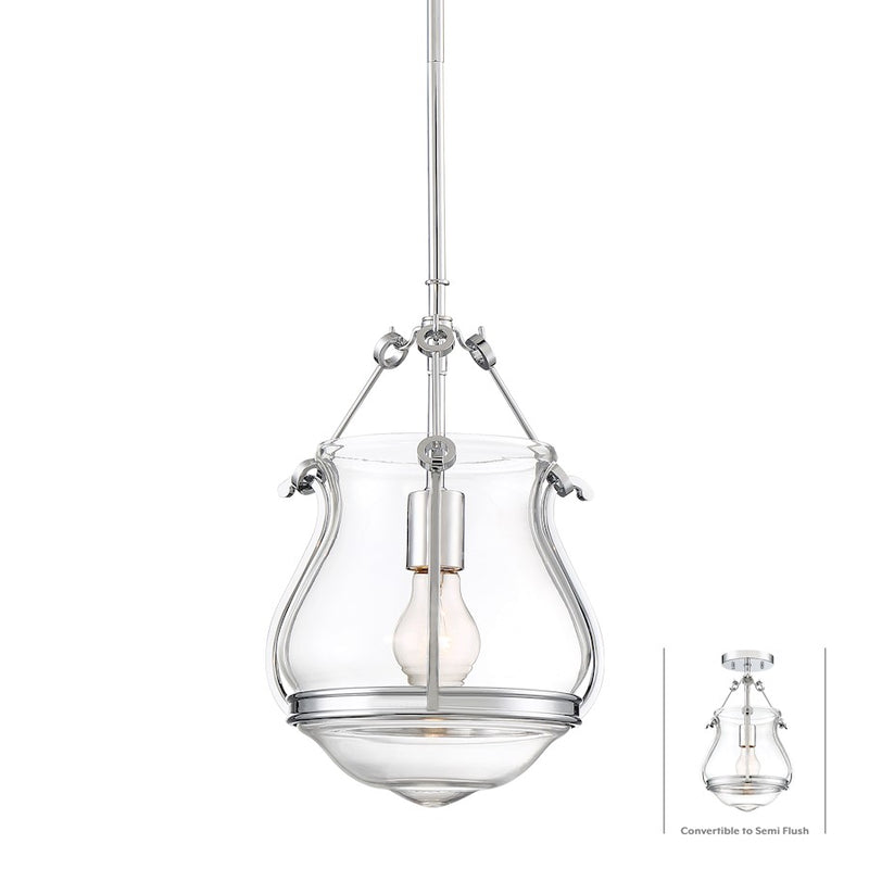 Minka Lavery Atrio 10in 1-Light Mini Pendant | Chrome Steel and Glass | Kitchen Island & Dining Room | 10.25 x 10.25 x 13.75 in | Model 2332-77