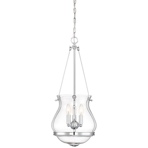 Minka Laver Atrio 14in 3-Light Pendant | Chrome and Clear Glass Transitional | Kitchen Island & Dining Room | 14.5 x 14.5 x 26.5 in | Model 2333-77