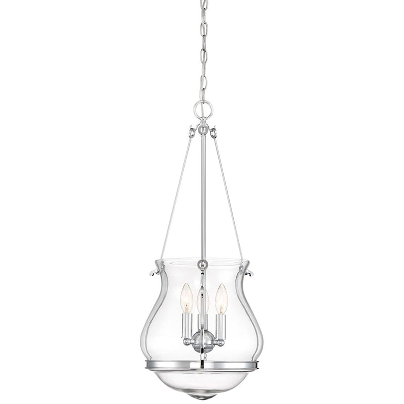 Minka Laver Atrio 14in 3-Light Pendant | Chrome and Clear Glass Transitional | Kitchen Island & Dining Room | 14.5 x 14.5 x 26.5 in | Model 2333-77