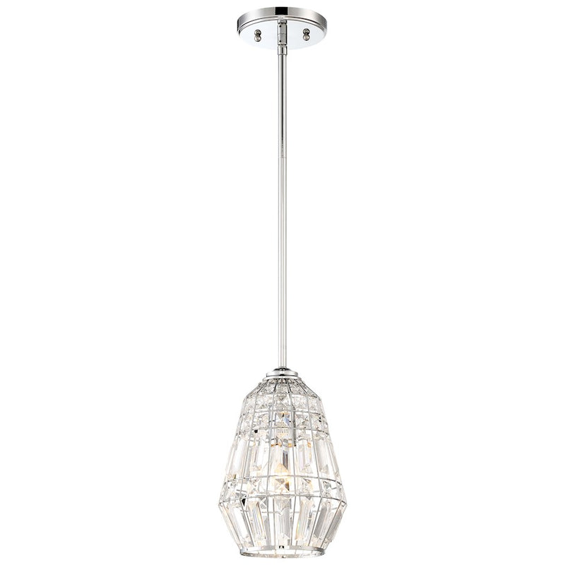 Minka Lavery Braiden 7in 1-Light Mini Pendant | Chrome Crystal Faceted | Kitchen Island & Entryway | 7.25 x 7.25 x 10.25 in | Model 2341-77