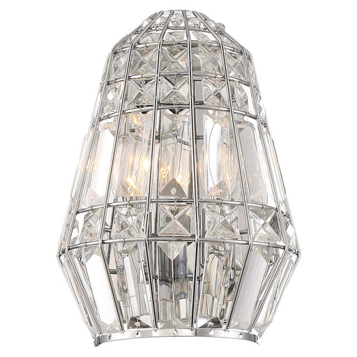 Minka Lavery Braiden 7in 1-Light Wall Sconce | Chrome Crystal Faceted | Hallway & Living Room Accent | 7 x 7 x 9.75 in | Model 2342-77