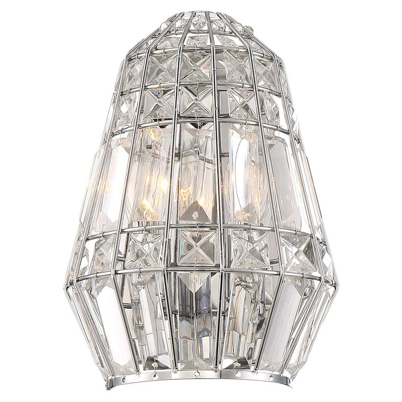 Minka Lavery Braiden 7in 1-Light Wall Sconce | Chrome Crystal Faceted | Hallway & Living Room Accent | 7 x 7 x 9.75 in | Model 2342-77