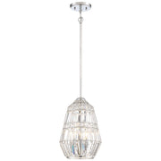 Minka Lavery Braiden 10in 1-Light Mini Pendant | Chrome Crystal Faceted | Kitchen Island & Dining Room | 10 x 10 x 14 in | Model 2343-77