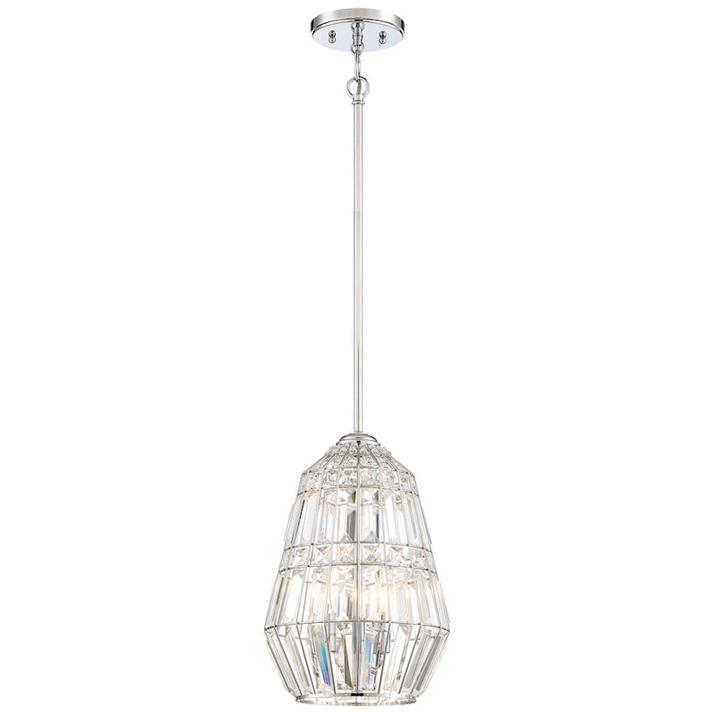 Minka Lavery Braiden 10in 1-Light Mini Pendant | Chrome Crystal Faceted | Kitchen Island & Dining Room | 10 x 10 x 14 in | Model 2343-77