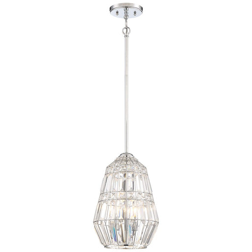 Minka Lavery Braiden 10in 1-Light Mini Pendant | Chrome Crystal Faceted | Kitchen Island & Dining Room | 10 x 10 x 14 in | Model 2343-77