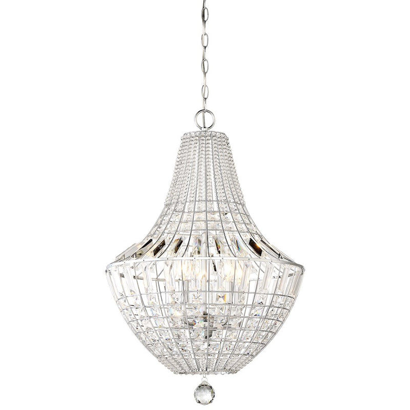 Minka Lavery Braiden 18in 5-Light Pendant | Chrome Crystal and Chrome Finish | Foyer & Living Room | 18 x 18 x 26 in | Model 2345-77
