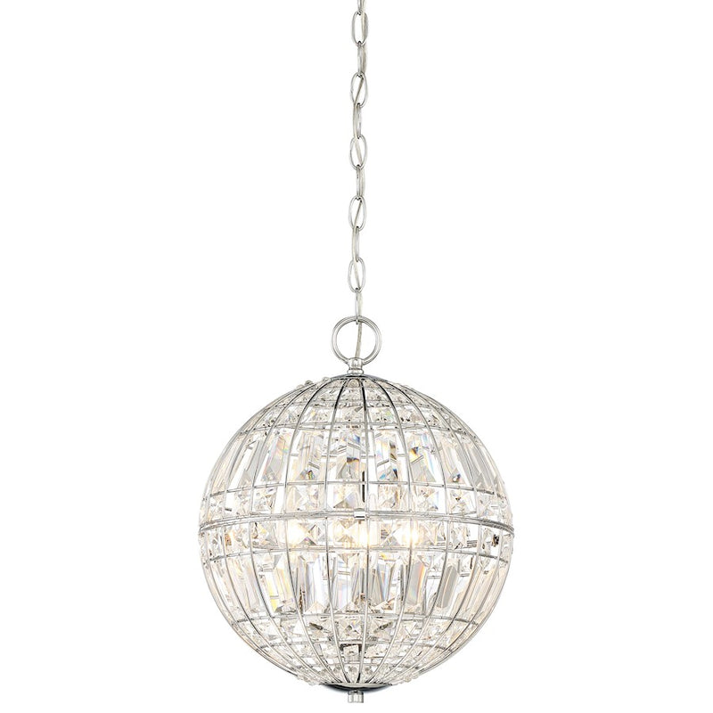 Minka Laver Palermo 12in 4-Light Pendant | Chrome and Crystal | Kitchen Island & Dining Room | 12 x 12 x 15 in | Model 2354-77