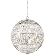 Minka Laver Palermo 24in 6-Light Pendant | Chrome and Crystal | Kitchen Island & Dining Room | 24 x 24 x 28 in | Model 2356-77