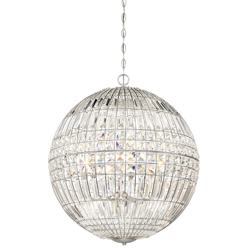 Minka Laver Palermo 24in 6-Light Pendant | Chrome and Crystal | Kitchen Island & Dining Room | 24 x 24 x 28 in | Model 2356-77
