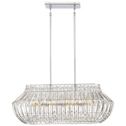 Minka Lavery Braiden 34in 6-Light Island Pendant | Chrome Steel and Crystal | Kitchen Island & Dining Room | 34 x 14 x 12.5 in | Model 2367-77