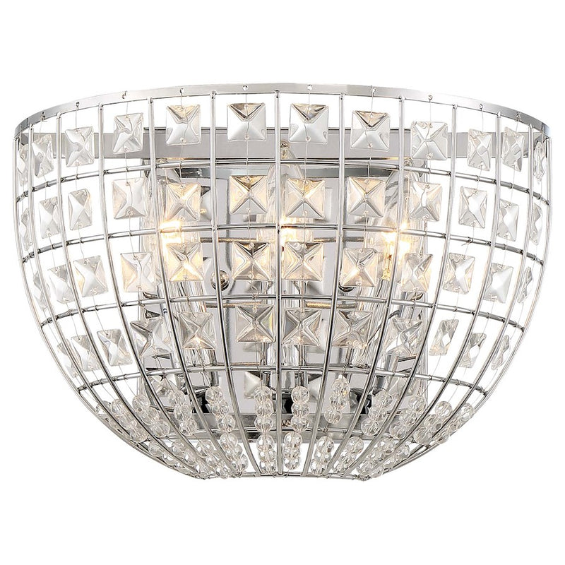Minka Lavery Palermo 12in 1-Light Wall Sconce | Chrome Transitional | Hallway & Entryway Accent | 12 x 12 x 8 in | Model 2370-77