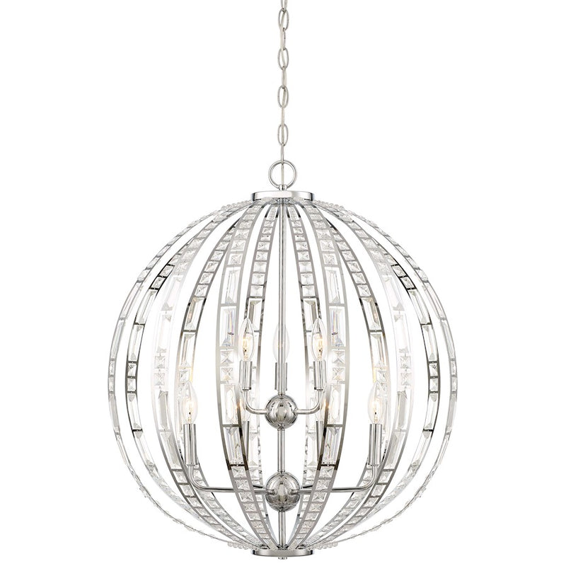 Minka Lavery Palermo 24in 1-Light Pendant | Chrome Transitional | Kitchen Island & Dining Room | 24 x 24 x 28 in | Model 2378-77