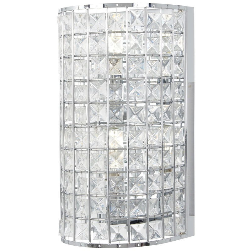 Minka Lavery Palermo 12in 1-Light Wall Sconce | Chrome Steel and Crystals | Bedroom & Hallway Accent | 6 x 6 x 12 in | Model 2382-77