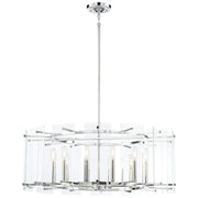 Minka Lavery Beacon Trace 32in 1-Light Pendant | Chrome Steel and Clear Beveled Glass | Kitchen Island & Dining Room | 32 x 12 in | Model 2399-77