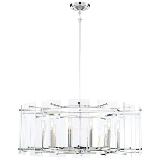 Minka Lavery Beacon Trace 32in 1-Light Pendant | Chrome Steel and Clear Beveled Glass | Kitchen Island & Dining Room | 32 x 12 in | Model 2399-77