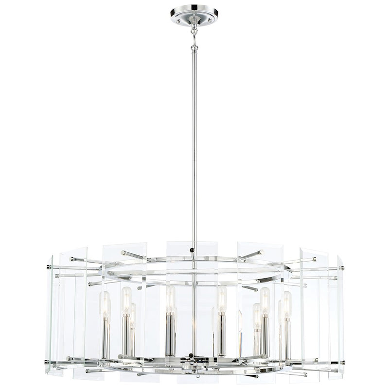 Minka Lavery Beacon Trace 32in 1-Light Pendant | Chrome Steel and Clear Beveled Glass | Kitchen Island & Dining Room | 32 x 12 in | Model 2399-77