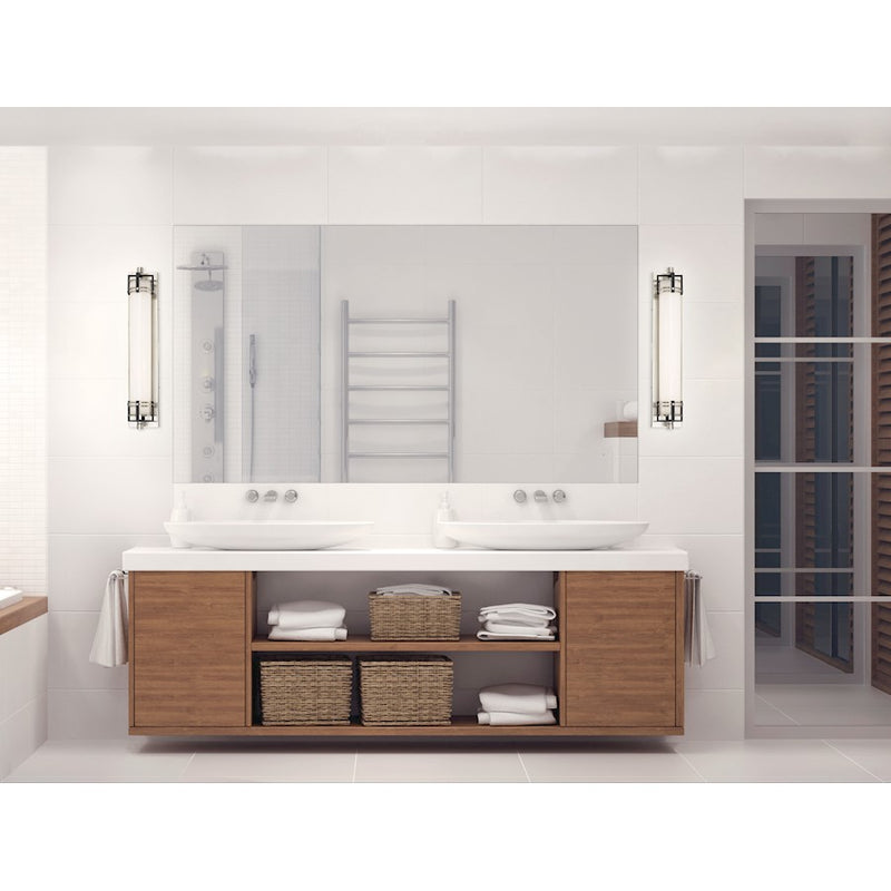 Minka Lavery LED Bath 24in 1-Light Vanity Light | Transitional Brushed Nickel and Sand Black | Bathroom Vanity | 5 x 24 x 5 in | Model 241-420-L