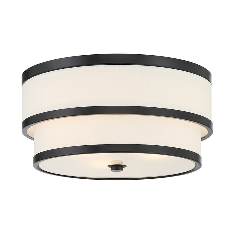 Minka Lavery Cascade 3-Light Flush Mount | Industrial Coal Steel and Linen Shade | Bedroom & Hallway | 15 x 15 x 7.38 in | Model 2444-66A