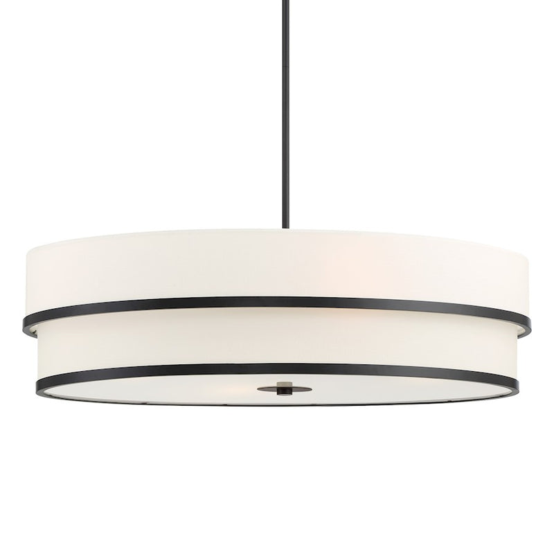 Minka Lavery Cascade 32in 4-Light Oval Pendant | Industrial Coal Steel and White Linen Glass | Kitchen Island & Dining Room | Model 2448-66A