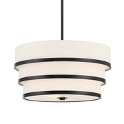 Minka Lavery Cascade 32in 4-Light Oval Pendant | Industrial Coal Steel and White Linen Glass | Kitchen Island & Dining Room | Model 2448-66A