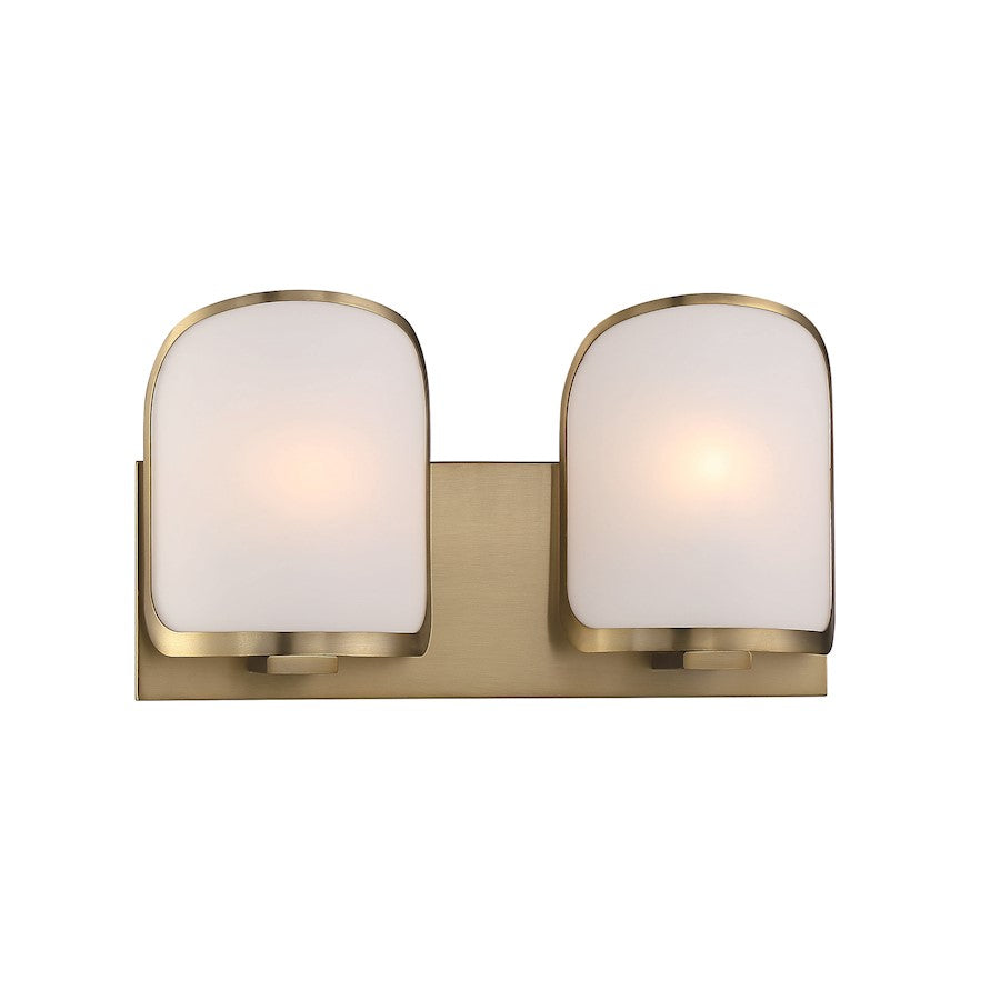 Minka Lavery Bishop Crossing 2 Light Bath, Soft Brass/Etched White