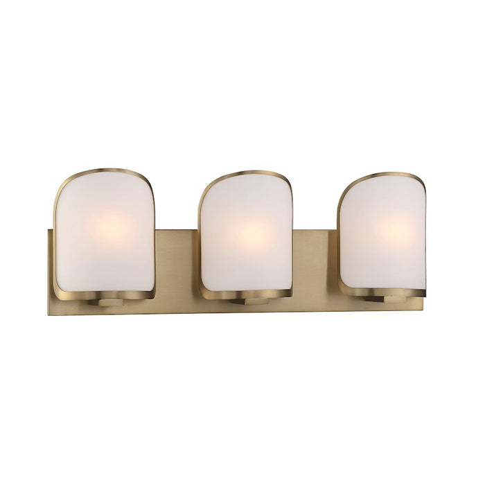Minka Lavery Bishop Crossing 3 Light Bath, Soft Brass/Etched White
