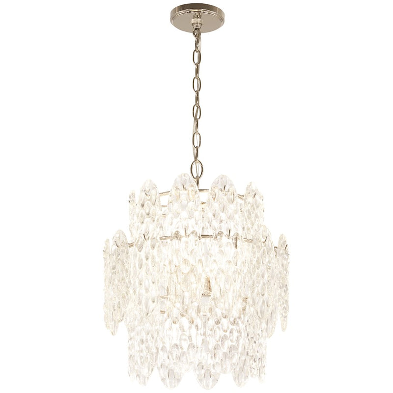 Minka Lavery Isabella's Reign 16in 6-Light Pendant | Polished Nickel and Clear Textured Glass | Kitchen Island & Dining Room | Model 2486-613