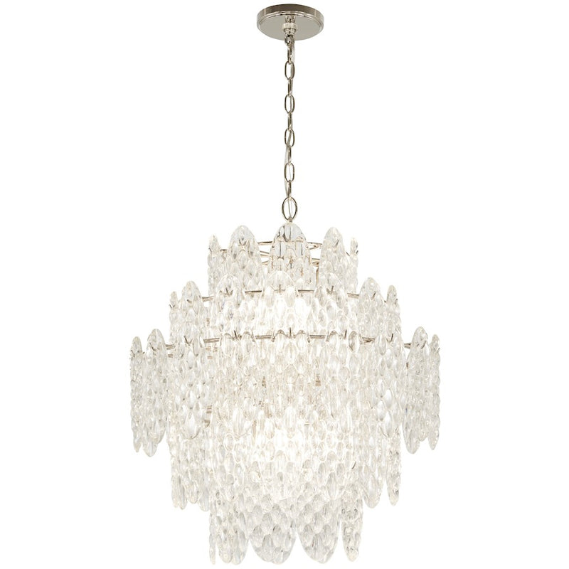 Minka Lavery Isabella's Reign 22in 8-Light Pendant | Polished Nickel and Clear Textured Glass | Dining Room & Living Room | Model 2488-613