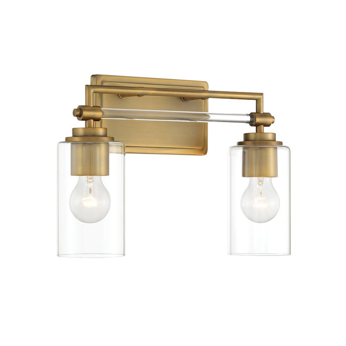 Minka Lavery Binsly 2 Light Bath Vanity, Aged Brass/Clear - 2642-575