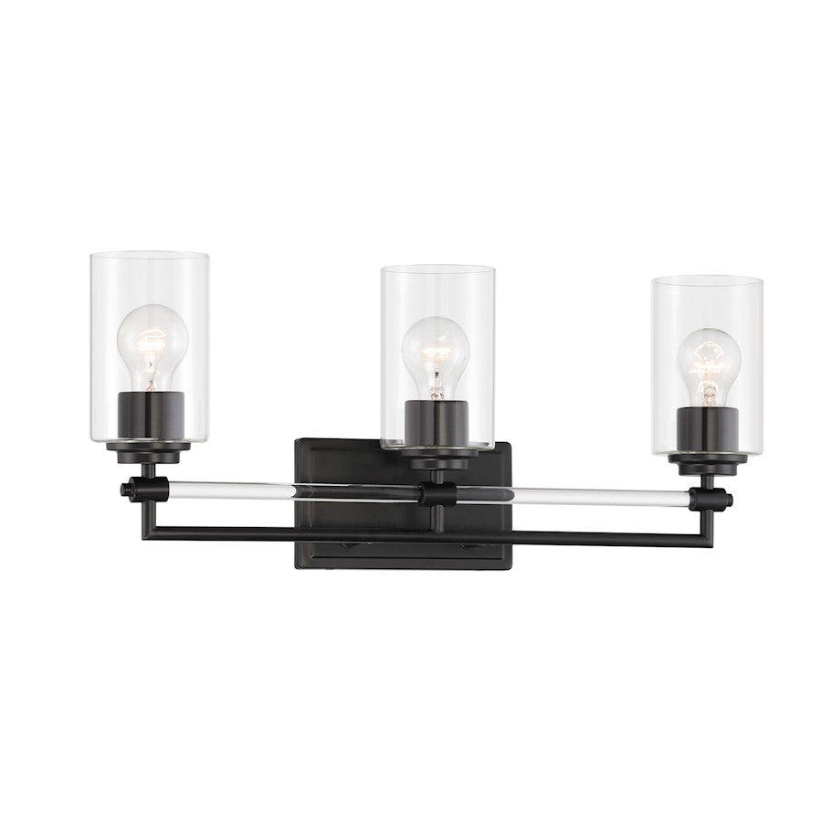 Minka Lavery Binsly 3 Light Bath Vanity, Coal/Clear - 2643-66A