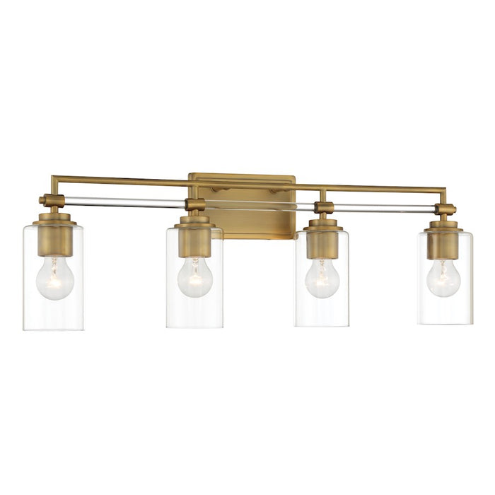 Minka Lavery Binsly 4 Light Bath Vanity, Aged Brass/Clear - 2644-575