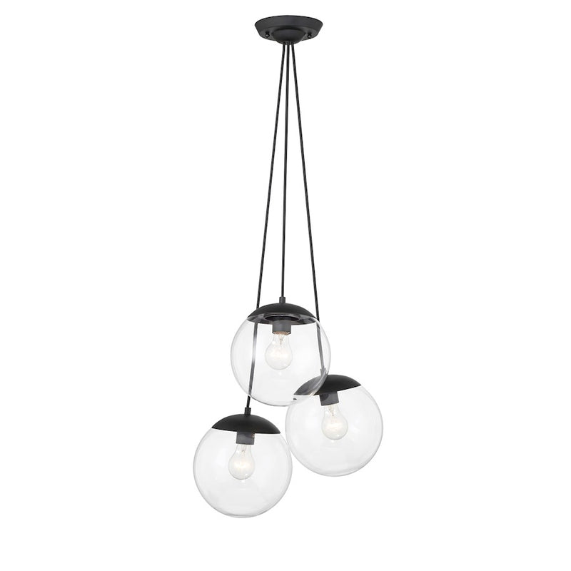 Minka Lavery Auresa 17in 3-Light Pendant | Industrial Coal and Clear Glass | Kitchen Island & Dining Room | 17 x 11 in | Model 2743-66A