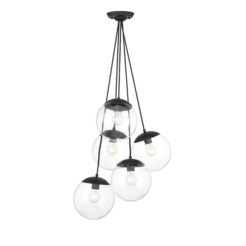 Minka Lavery Auresa 22in 5-Light Pendant | Industrial Coal Metal and Clear Glass | Kitchen Island & Dining Room | 22 x 18 in | Model 2745-66A