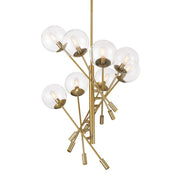 Minka Lavery Auresa 32in 8-Light Pendant | Soft Brass and Clear Glass | Kitchen Island & Dining Room | Model 2748-695