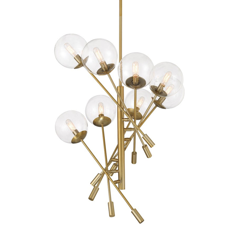 Minka Lavery Auresa 32in 8-Light Pendant | Soft Brass and Clear Glass | Kitchen Island & Dining Room | Model 2748-695
