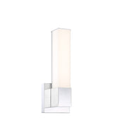 Minka Lavery Salon 14in 1-Light Wall Sconce | Modern Chrome Steel and White Acrylic | Bathroom & Hallway Damp-Rated | Model 2872-77-L