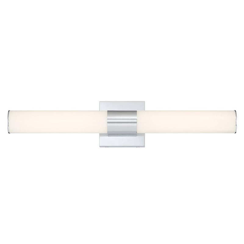 Minka Lavery Salon 14in 1-Light Wall Sconce | Modern Chrome Steel and White Acrylic | Bathroom & Hallway Damp-Rated | Model 2872-77-L