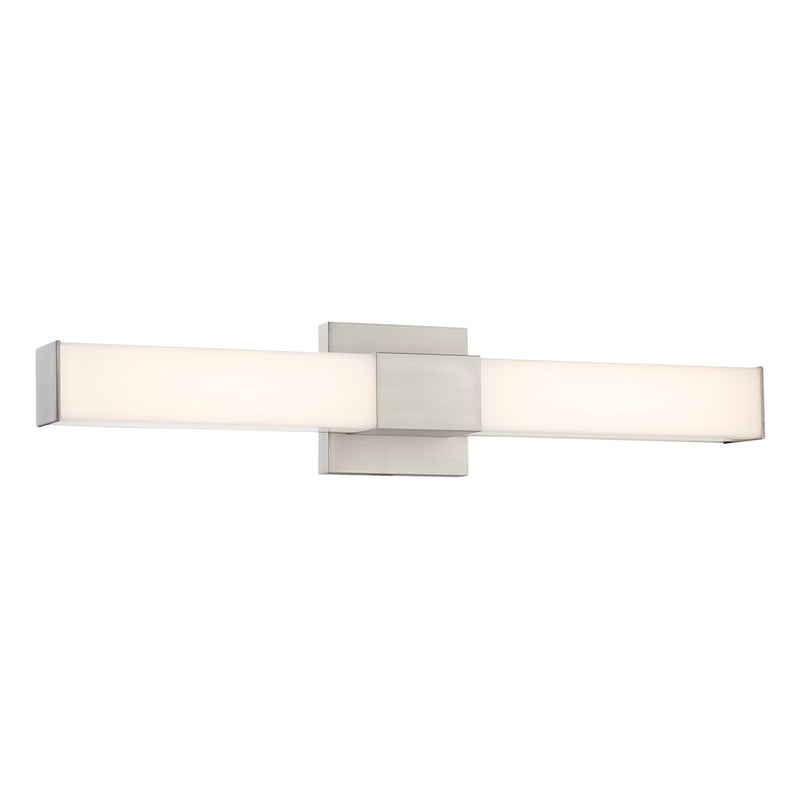 Minka Lavery 24in 1-Light LED Wall Sconce | Modern Brushed Nickel and White Acrylic | Bathroom & Hallway Accent | 24 x 5 x 3.6 in | Model 2874-84-L